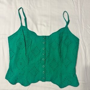 Altar'd State Green Buttoned Crop Camisole